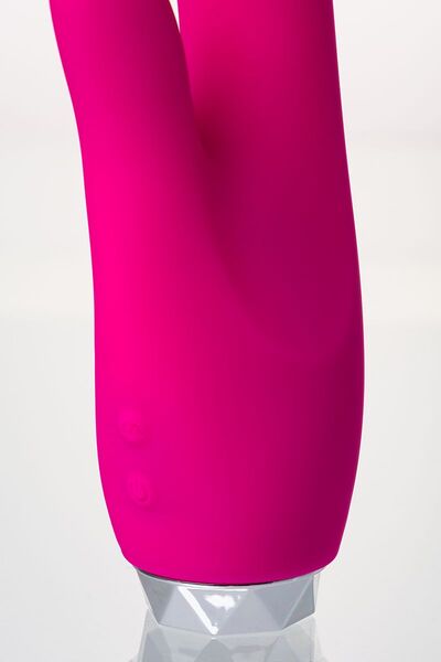 Розовый вибратор с клиторальным стимулятором L'EROINA - 18 см.
