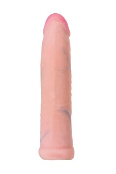 Телесный поясной страпон LESBI с вагинальной пробкой - 17 см.