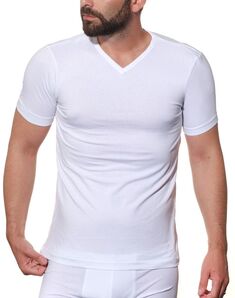 Мужская хлопковая футболка с V-образным вырезом горловины