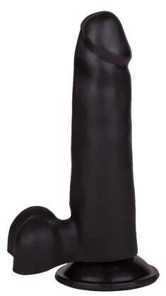 Фаллоимитатор чёрного цвета на присоске - 16,5 см.
