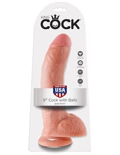 Телесный фаллоимитатор 9" Cock with Balls - 22,9 см.