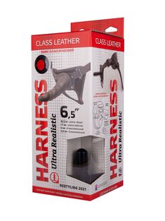 Насадка-фаллоимитатор на кожаных трусиках Harness Ultra Realistic 6,5" - 18,5 см.