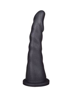 Женский страпон с чёрной насадкой и вагинальной пробкой - 18,5 и 10,5 см.